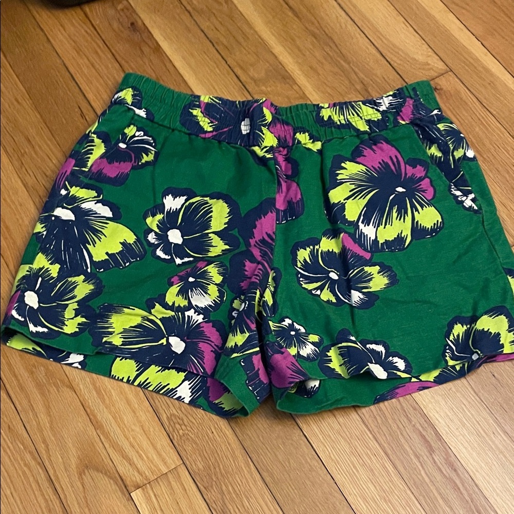 J. Crew Green floral boardwalk Shorts